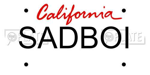 SADBOI California License Plate