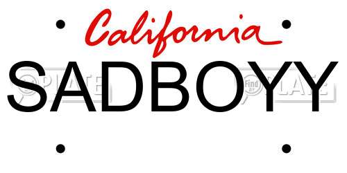 SADBOYY California License Plate
