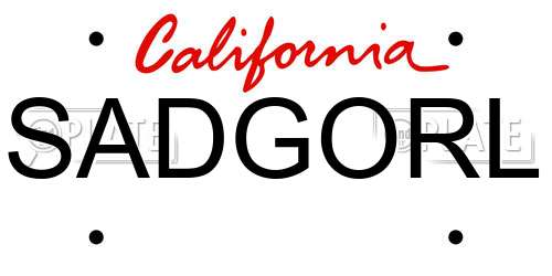 SADGORL California License Plate
