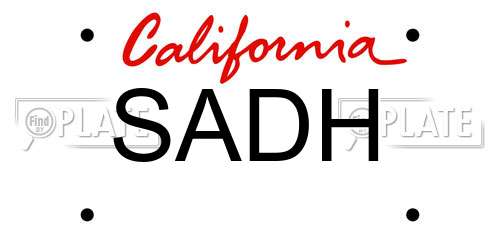 SADH California License Plate