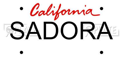 SADORA California License Plate