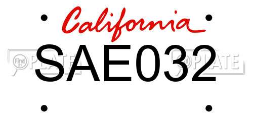 SAE032 California License Plate