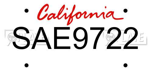 SAE9722 California License Plate