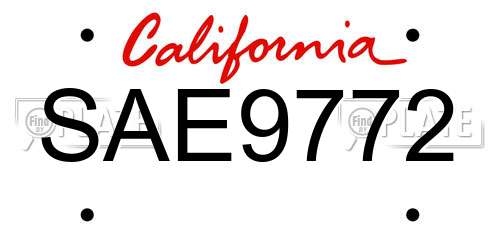 SAE9772 California License Plate