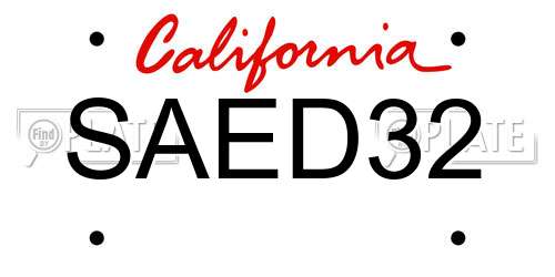 SAED32 California License Plate