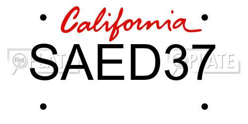 SAED37 California License Plate