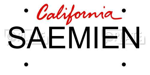 SAEMIEN California License Plate