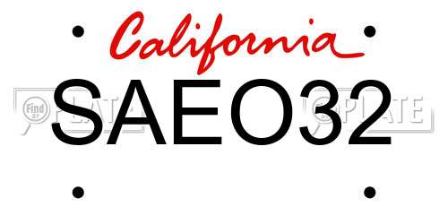 SAEO32 California License Plate