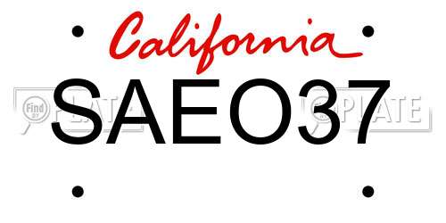 SAEO37 California License Plate