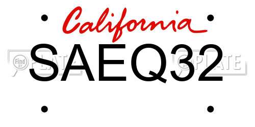 SAEQ32 California License Plate