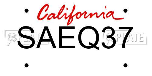 SAEQ37 California License Plate