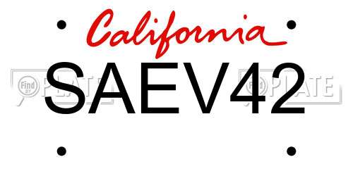 SAEV42 California License Plate