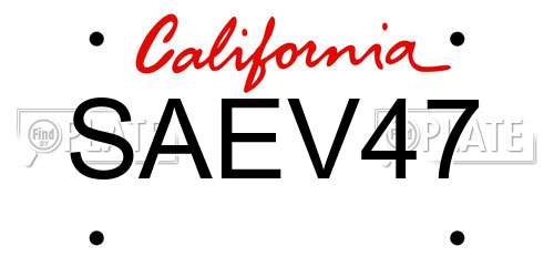 SAEV47 California License Plate