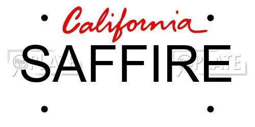 SAFFIRE California License Plate