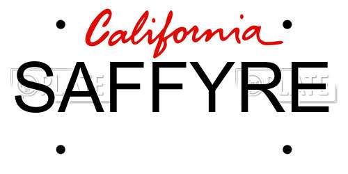 SAFFYRE California License Plate