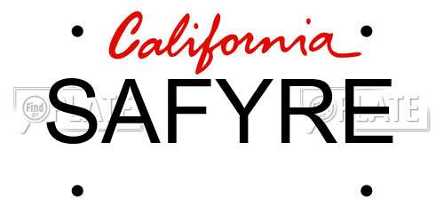 SAFYRE California License Plate