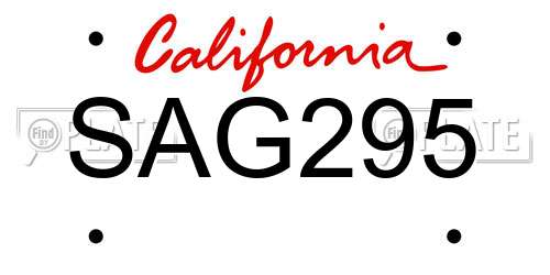 SAG295 California License Plate