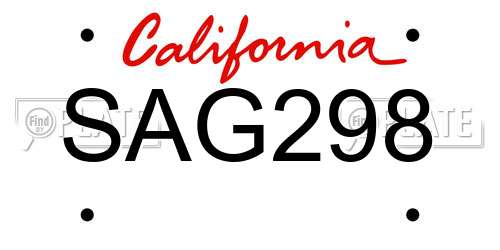 SAG298 California License Plate