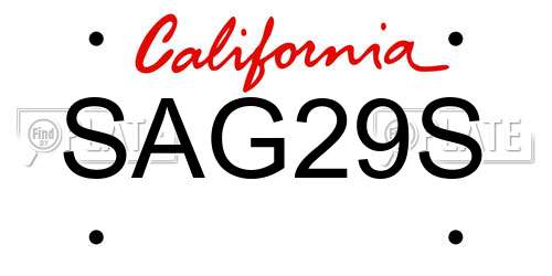 SAG29S California License Plate