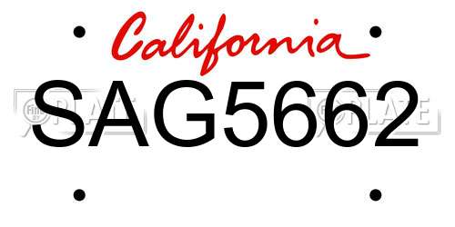 SAG5662 California License Plate