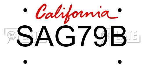 SAG79B California License Plate