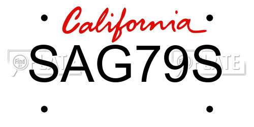 SAG79S California License Plate