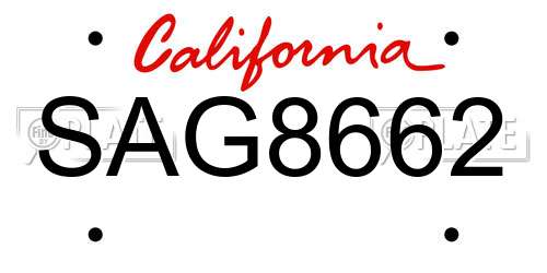 SAG8662 California License Plate