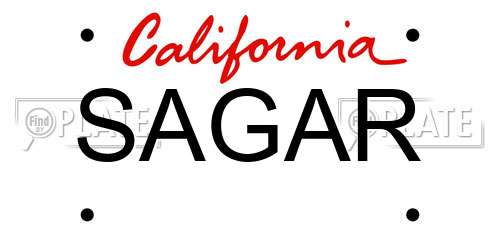SAGAR California License Plate