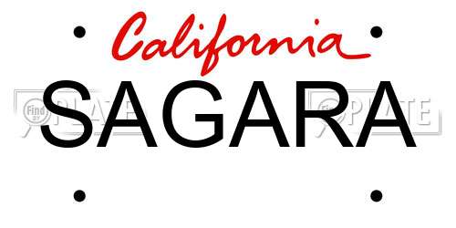 SAGARA California License Plate