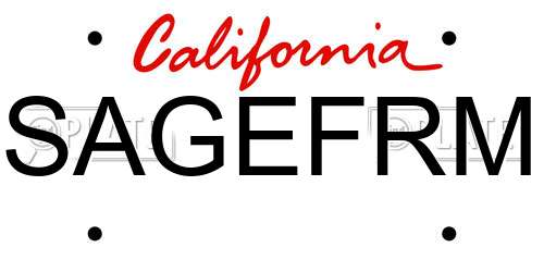 SAGEFRM California License Plate