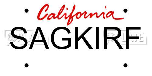 SAGKIRF California License Plate