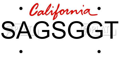 SAGSGGT California License Plate