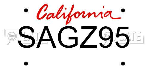 SAGZ95 California License Plate