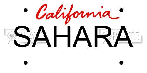SAHARA California License Plate