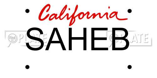 SAHEB California License Plate