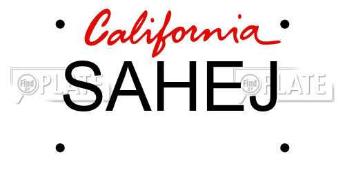 SAHEJ California License Plate