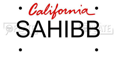 SAHIBB California License Plate
