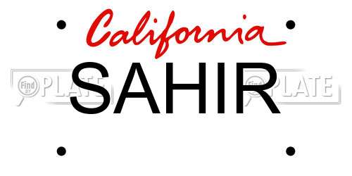 SAHIR California License Plate