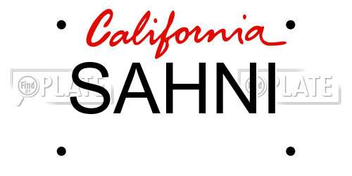 SAHNI California License Plate