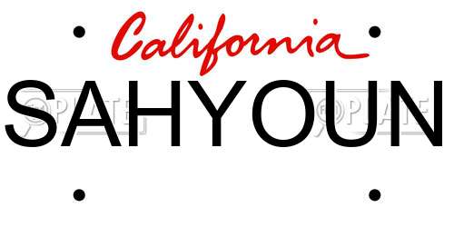 SAHYOUN California License Plate