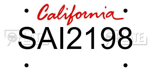 SAI2198 California License Plate