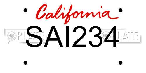 SAI234 California License Plate