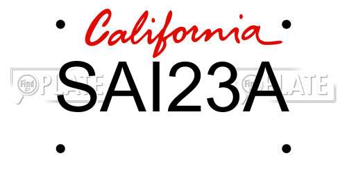 SAI23A California License Plate