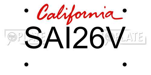 SAI26V California License Plate