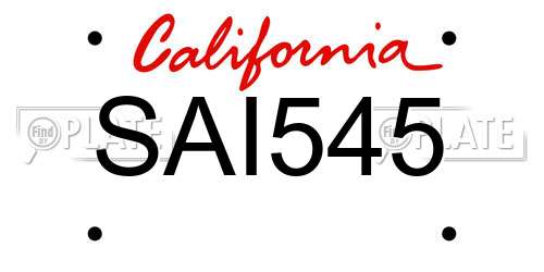 SAI545 California License Plate