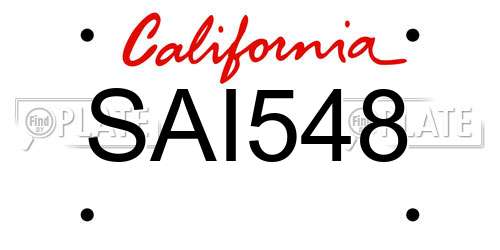 SAI548 California License Plate