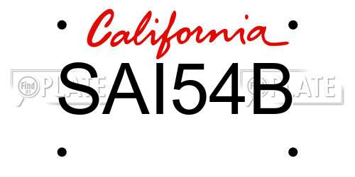 SAI54B California License Plate