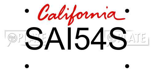 SAI54S California License Plate