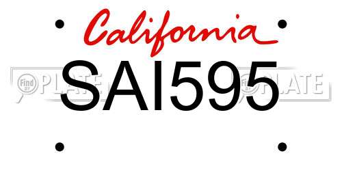 SAI595 California License Plate
