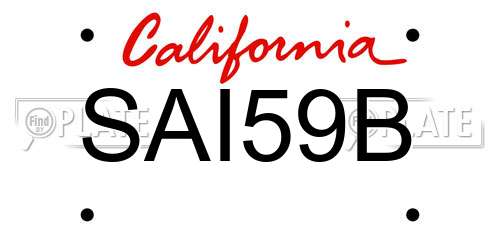 SAI59B California License Plate